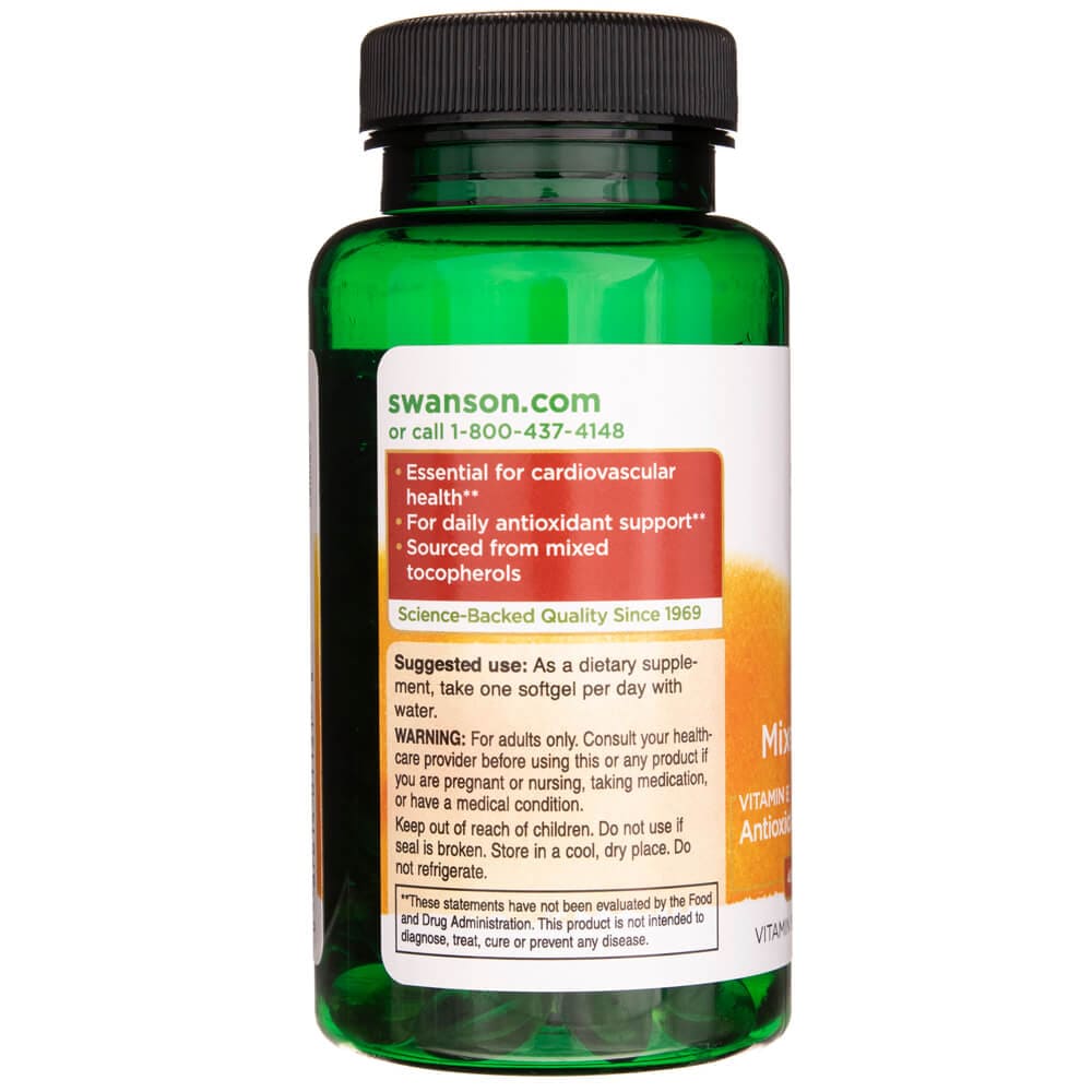 Swanson Vitamina E Mezcla de tocoferoles 400 UI - 100 cápsulas blandas - Imagen 3