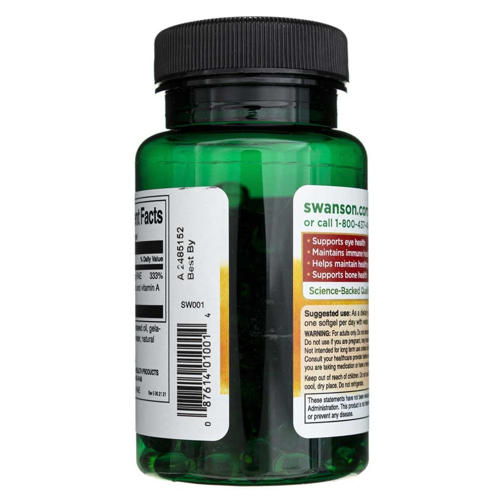 Swanson Vitamina A 3000 mcg (10000 UI) - 250 Cápsulas blandas - Imagen 4