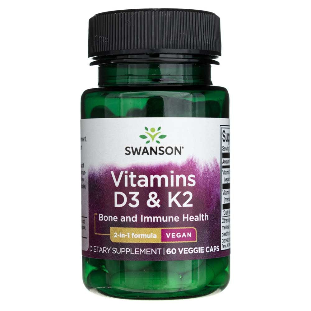 Swanson Vitaminas D3 y K2 - 60 cápsulas vegetales
