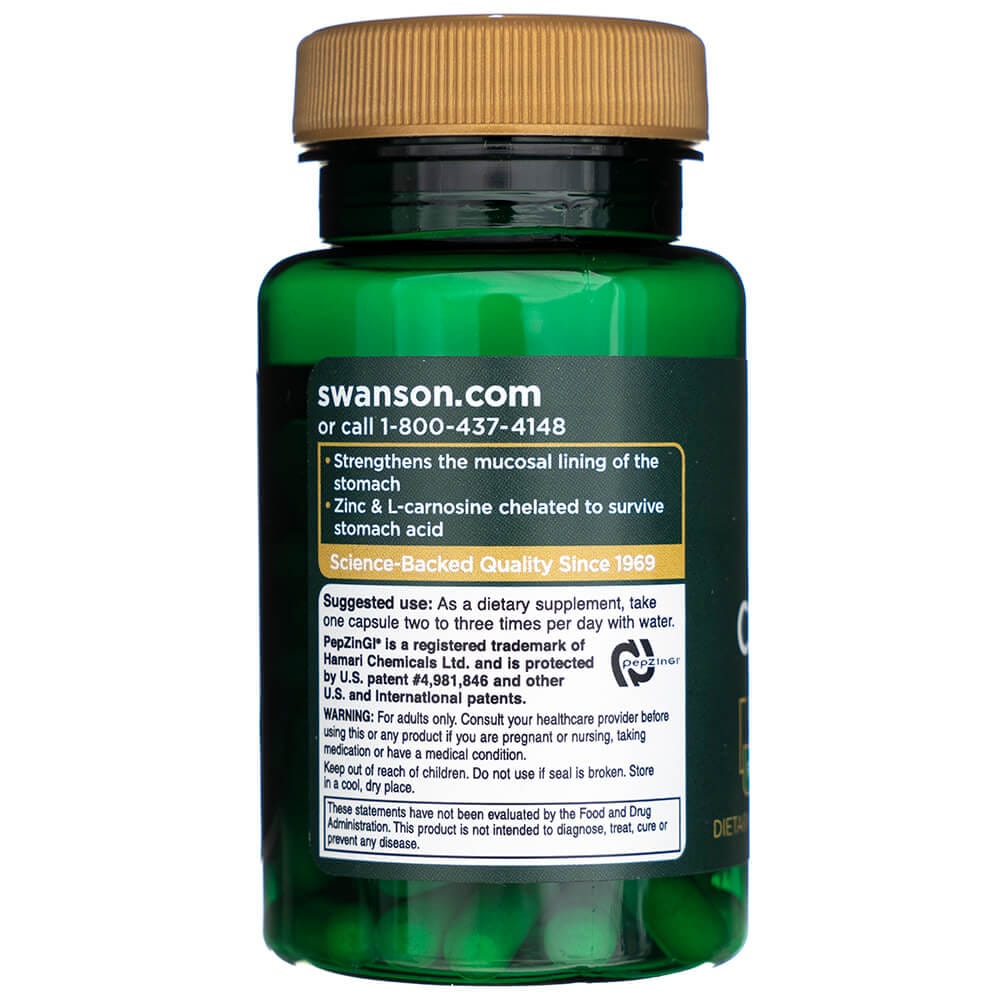 Swanson Zinc Carnosina con PepZinGI - 60 Cápsulas - Imagen 3