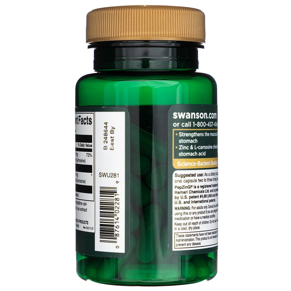Swanson Zinc Carnosina con PepZinGI - 60 Cápsulas - Imagen 4