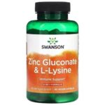 Swanson Gluconato de zinc + L-lisina - 90 cápsulas